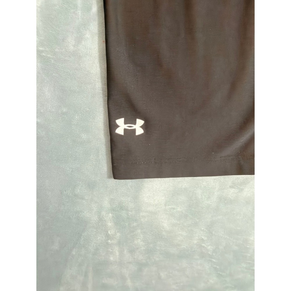 Under Armour HeatGear Womens Large Black Neon Yellow Cropped Leggings Fitted - Picture 2 of 8